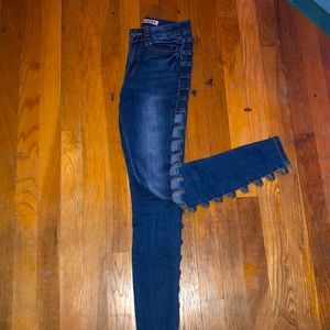 Cut out side jeans